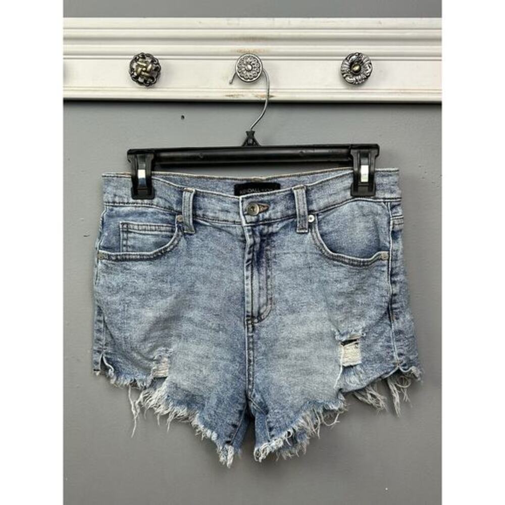 Kendall & Kylie Shorts Size 5/27 Womens The Icon Short Cut-Off Blue Denim